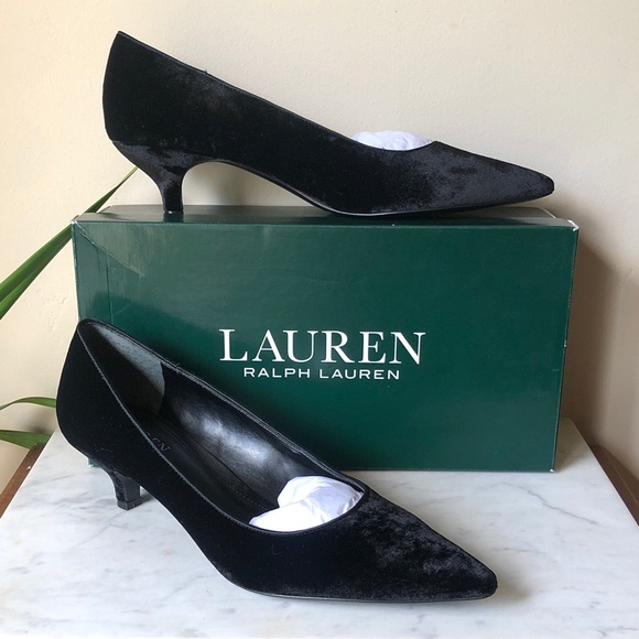 Lauren Ralph Lauren Shoes - Lauren Ralph Lauren Black Velvet Kitten Heel Pumps